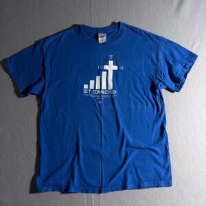 Tennessee River Mens Get Connected Christian Cross Blue Graphic T-Shirt L